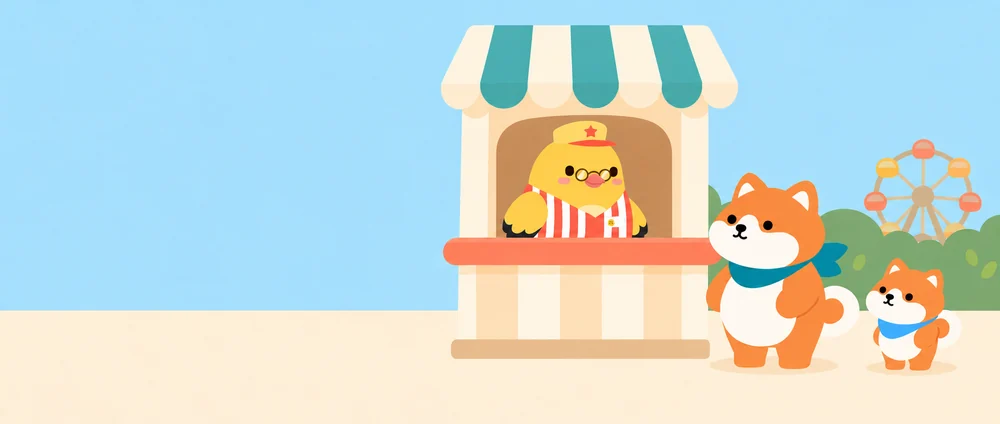Nori greeting customers at the ticket booth. Game illustration